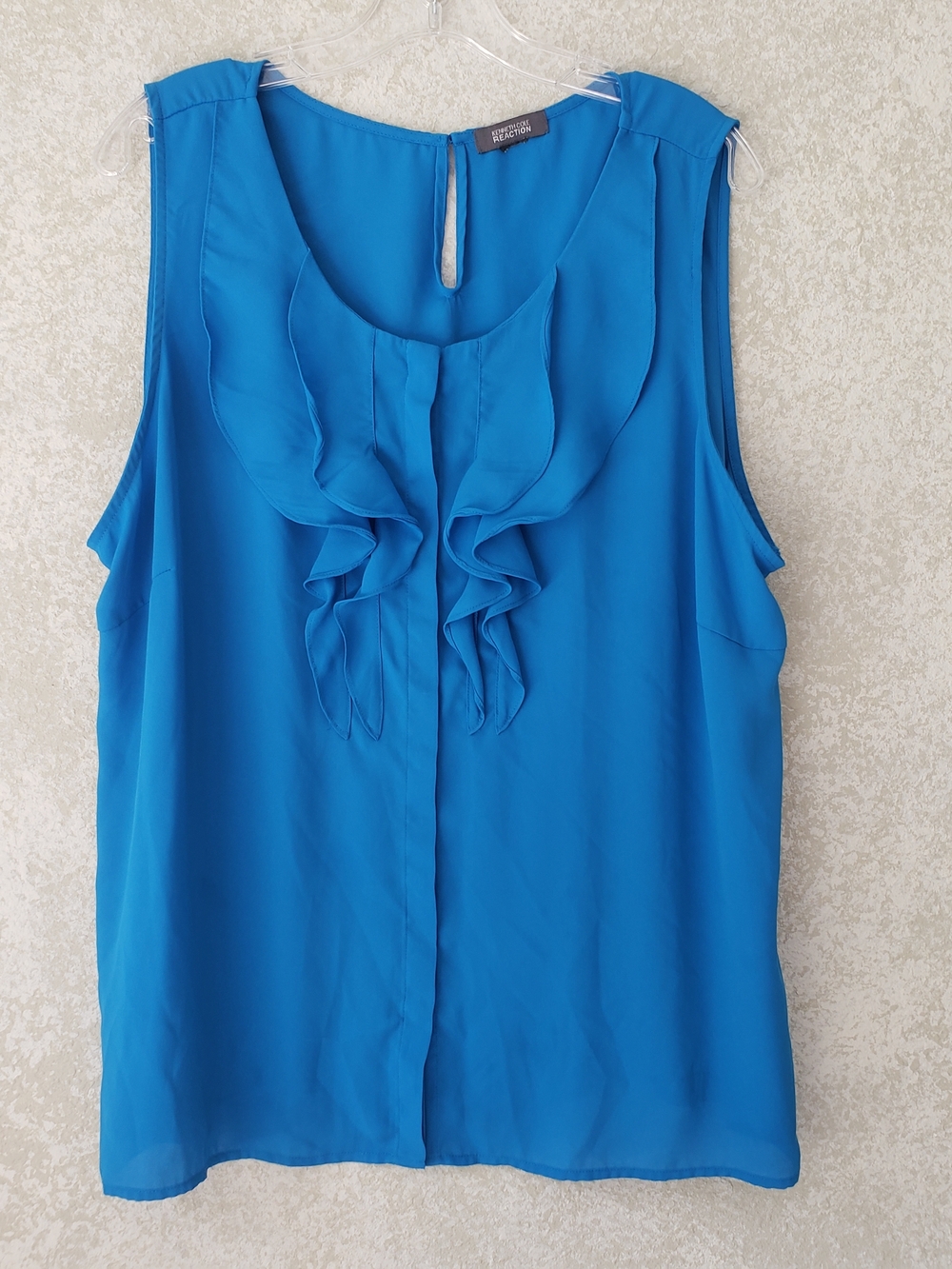 Kenneth Cole Bright Teal Ruffle Front‎ Sleeveless Camisole L-XL